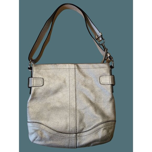 Coach Metallic Pebble Leather Chain Convertible Shoulder/Crossbody Bag - Picture 2 of 13